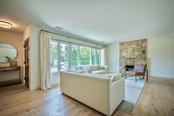 Fireplace, Interior, Living room, Stone Walls, Wood Texture Flooring