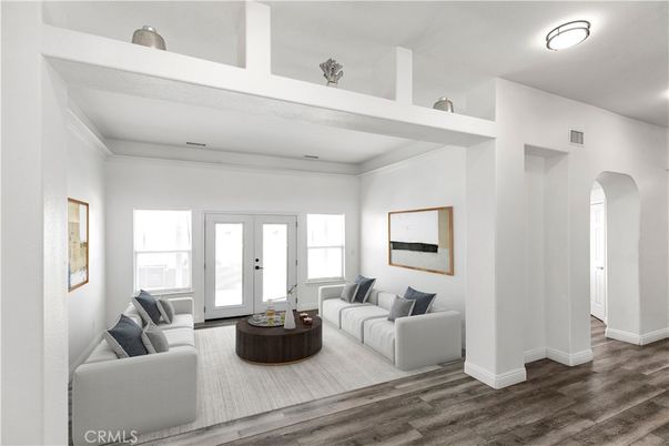 Interior, Living room, Recessed Lighting, Wood Texture Flooring