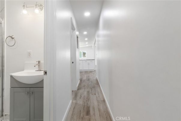 Bathroom, Interior, Recessed Lighting, Wood Texture Flooring