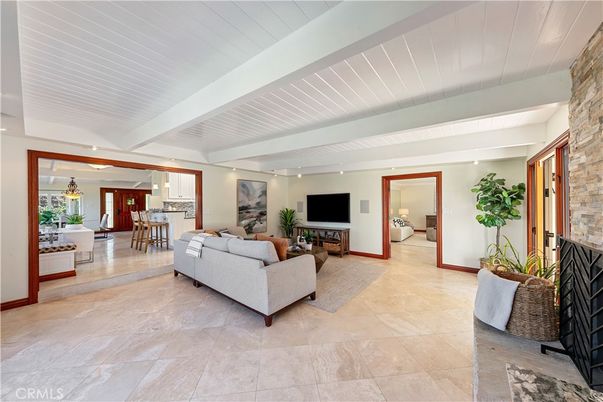Dining room, Interior, Living room, Recessed Lighting, Stone Walls