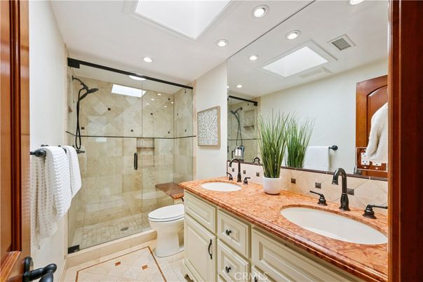 Bathroom, Dual Sink Vanities, Glass Shower, Interior, Recessed Lighting