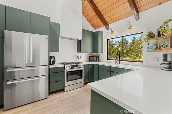 Interior, Kitchen, Stainless Steel Appliances, Wooden Beams, Wooden Ceilings, Wood Texture Flooring
