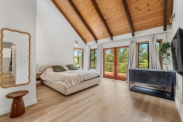 Bedroom, Fireplace, Interior, Wooden Beams, Wooden Ceilings, Wood Texture Flooring