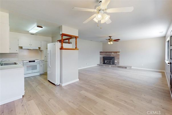 Fireplace, Interior, Kitchen, Wood Texture Flooring