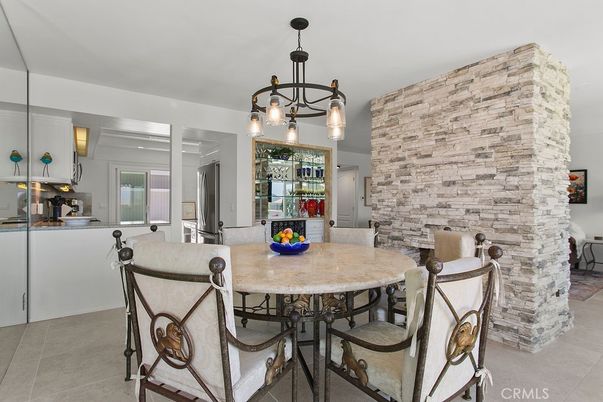 Dining room, Interior, Pendant Lights, Stone Walls