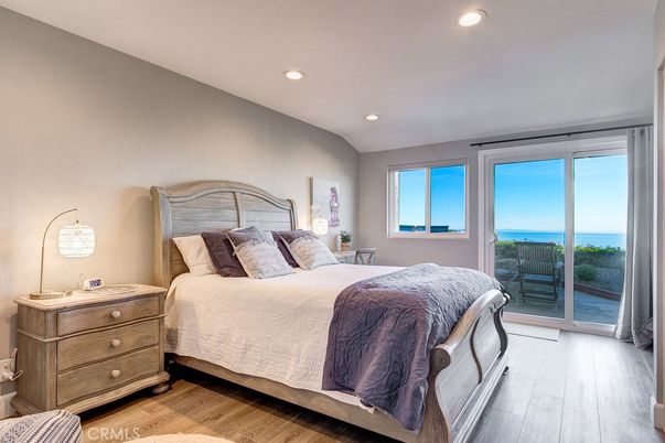 Bedroom, Interior, Recessed Lighting, Water, Wood Texture Flooring