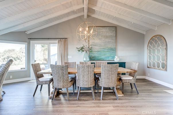 Chandelier, Dining room, Interior, Wood Texture Flooring