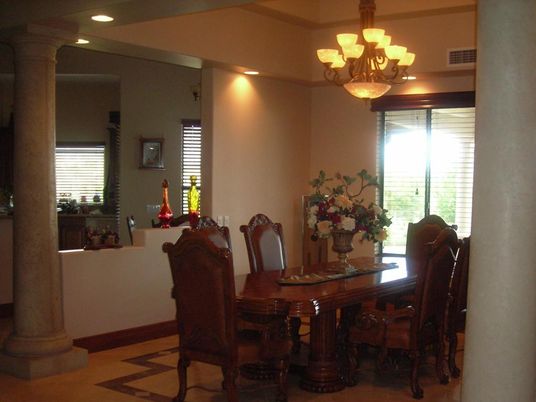 Chandelier, Dining room, Interior, Recessed Lighting