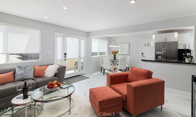 Dining room, Interior, Kitchen, Living room, Marble, Pendant Lights, Recessed Lighting, Stainless Steel Appliances