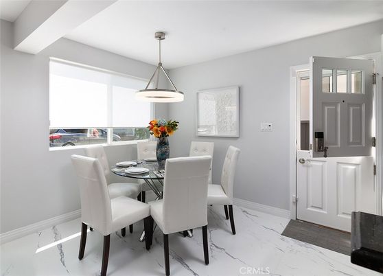 Dining room, Interior, Marble, Pendant Lights