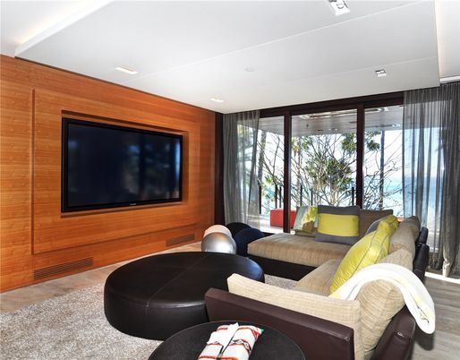 Interior, Living room, Recessed Lighting, Wood Texture Flooring, Wooden Walls