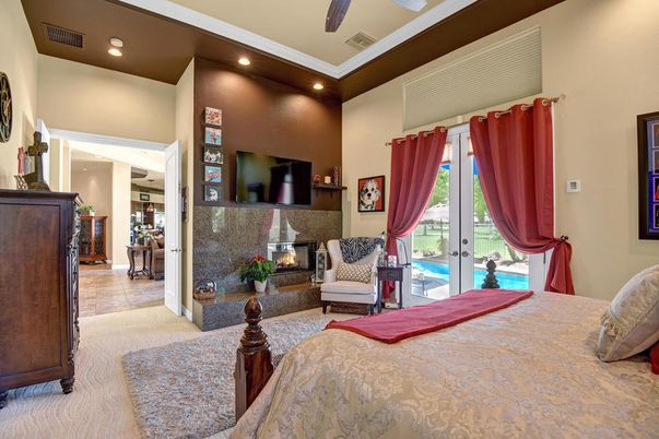 Bedroom, Fireplace, Interior, Recessed Lighting