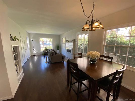 Chandelier, Dining room, Fireplace, Interior, Living room, Wood Texture Flooring