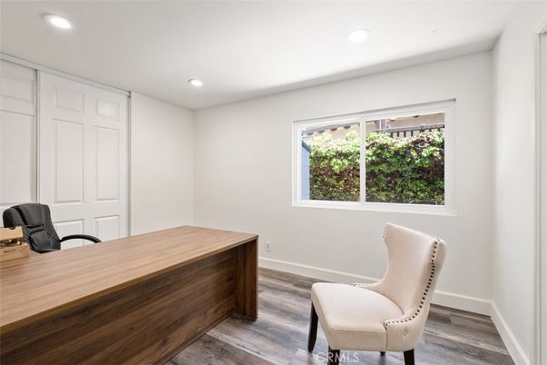 Home Office, Interior, Recessed Lighting, Wood Texture Flooring