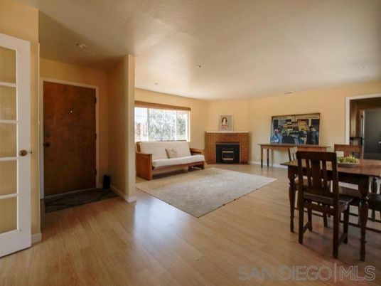 Dining room, Fireplace, Interior, Recessed Lighting, Wood Texture Flooring