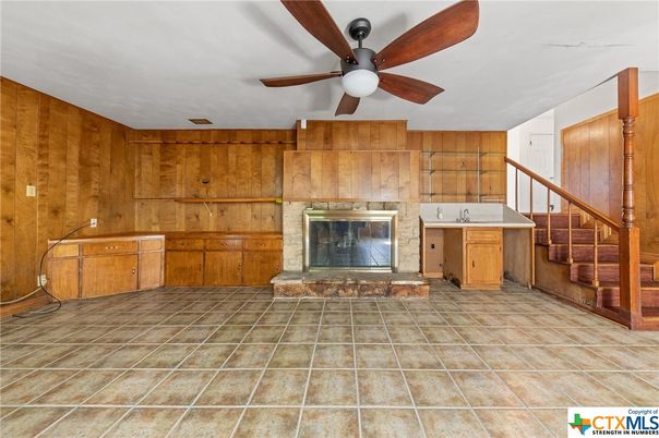 Fireplace, Interior, Kitchen, Wooden Walls