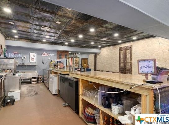 Interior, Kitchen, Recessed Lighting, Stone Walls
