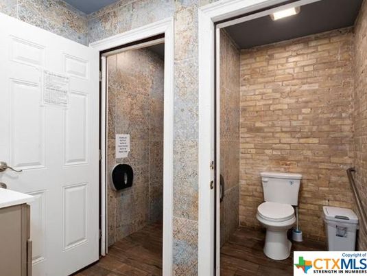 Bathroom, Interior, Stone Walls, Wood Texture Flooring