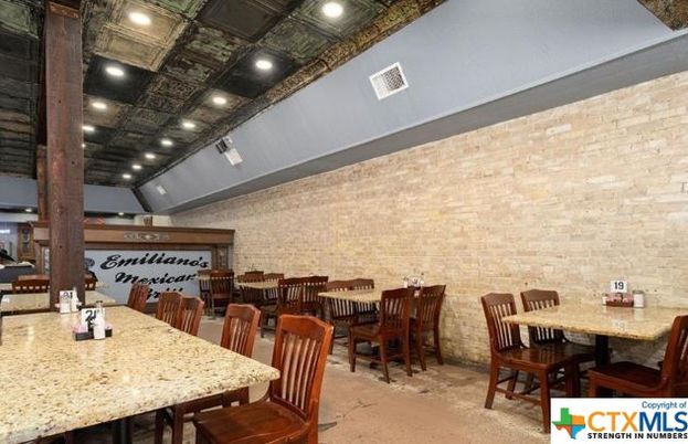 Dining room, Interior, Recessed Lighting, Stone Walls