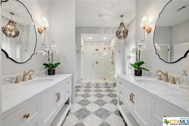 Bathroom, Dual Sink Vanities, Glass Shower, Interior, Recessed Lighting
