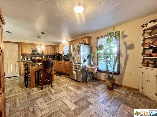 Interior, Kitchen, Pendant Lights, Stainless Steel Appliances, Wood Texture Flooring
