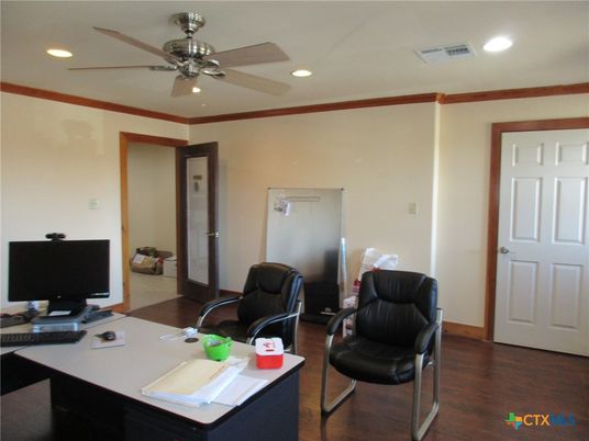 Home Office, Interior, Recessed Lighting, Wood Texture Flooring