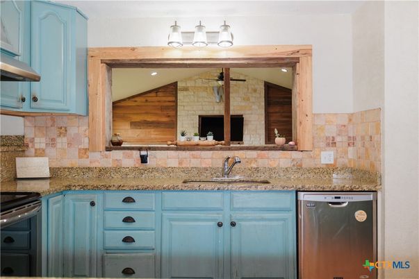 Interior, Kitchen, Stainless Steel Appliances, Stone Walls