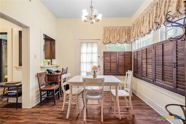 Chandelier, Dining room, Interior, Wood Texture Flooring