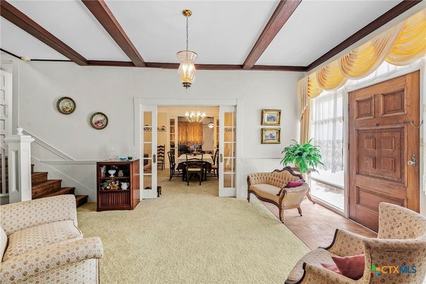 Chandelier, Dining room, Interior, Wooden Beams