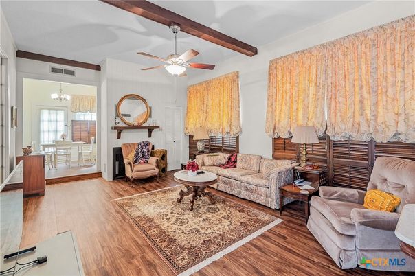 Chandelier, Dining room, Interior, Living room, Wooden Beams, Wood Texture Flooring