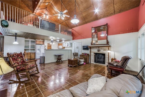 Fireplace, Interior, Living room, Pendant Lights, Wooden Ceilings