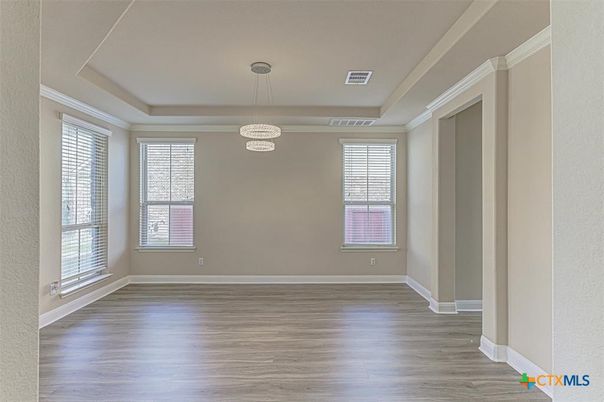 Empty room, Interior, Pendant Lights, Wood Texture Flooring