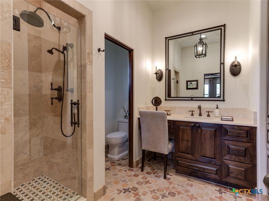 Bathroom, Glass Shower, Interior, Pendant Lights