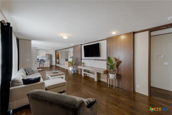 Interior, Kitchen, Living room, Recessed Lighting, Wood Texture Flooring