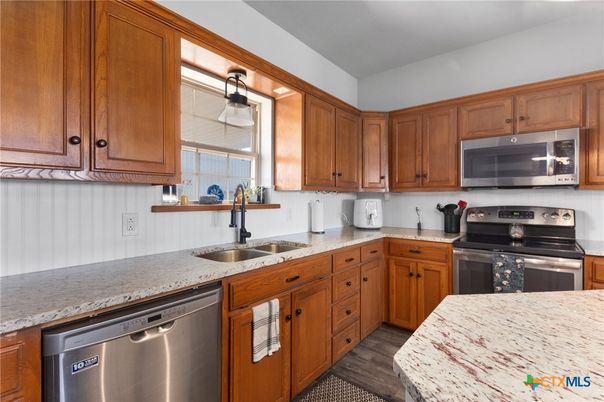 Interior, Kitchen, Stainless Steel Appliances, Wood Texture Flooring