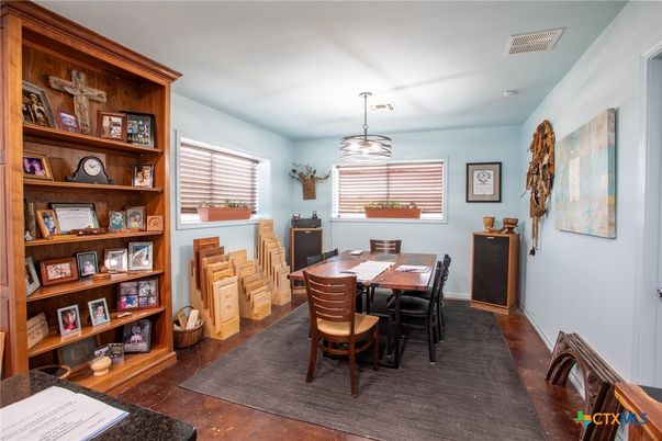 Home Office, Interior, Pendant Lights, Wood Texture Flooring