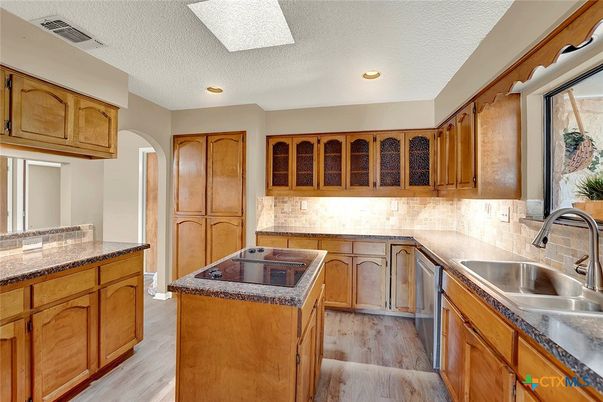 Interior, Kitchen, Recessed Lighting, Wood Texture Flooring