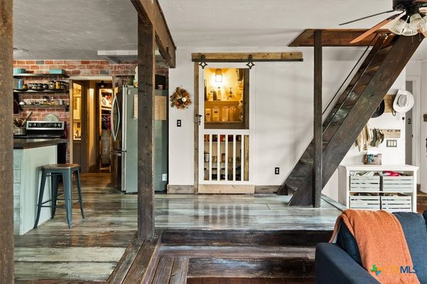 Interior, Stone Walls, Wood Texture Flooring
