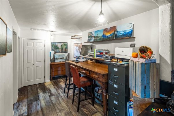 Home Office, Interior, Pendant Lights, Wood Texture Flooring
