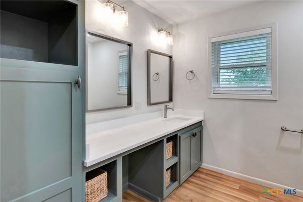 Bathroom, Dual Sink Vanities, Interior, Wood Texture Flooring