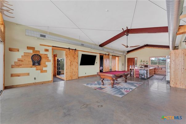 Billiard Table, Game Room, Interior, Wooden Beams