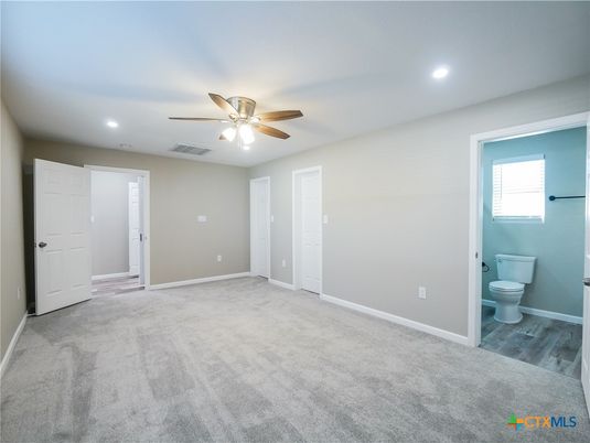 Bathroom, Empty room, Interior, Recessed Lighting, Wood Texture Flooring