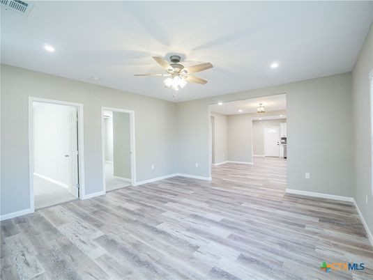 Empty room, Interior, Recessed Lighting, Wood Texture Flooring