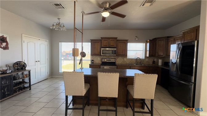 Chandelier, Interior, Kitchen, Stainless Steel Appliances