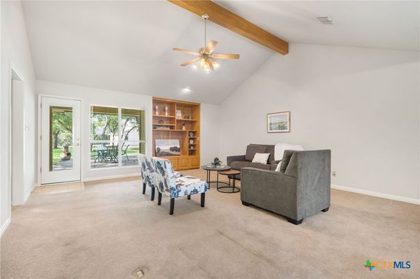 Interior, Living room, Recessed Lighting, Wooden Beams