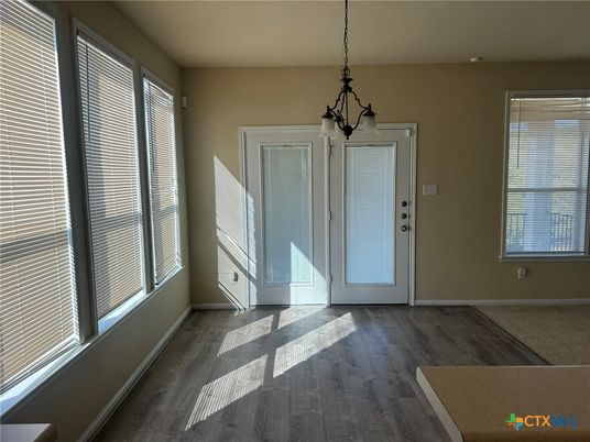 Empty room, Interior, Pendant Lights, Wood Texture Flooring