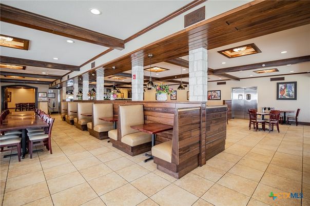 Dining room, Interior, Recessed Lighting, Wooden Beams