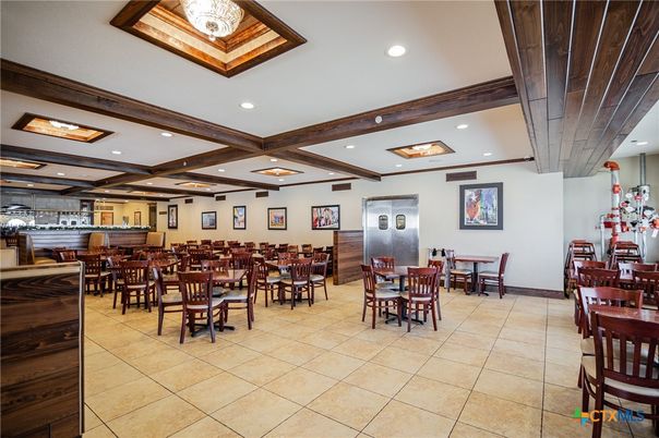 Dining room, Interior, Kitchen, Recessed Lighting, Wooden Beams