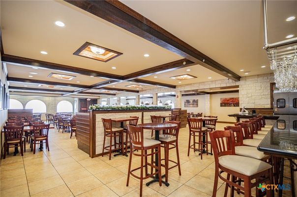 Dining room, Interior, Recessed Lighting, Stone Walls