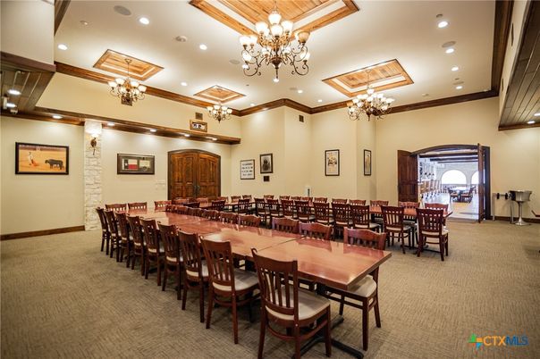 Chandelier, Dining room, Interior, Recessed Lighting, Wooden Beams